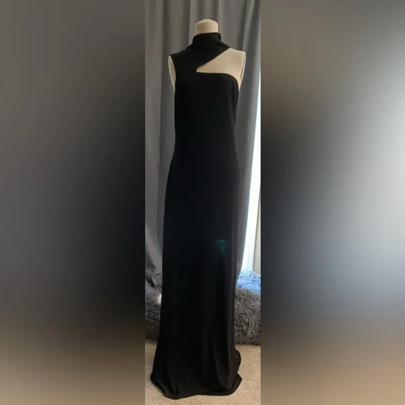 Lauren Ralph Lauren Black Evening Gown With Slit - Picture 1 of 3